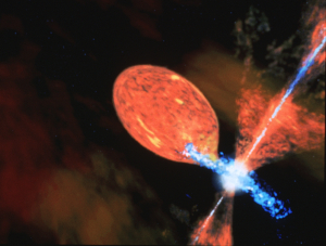 A binary system with an accretion disk and jet